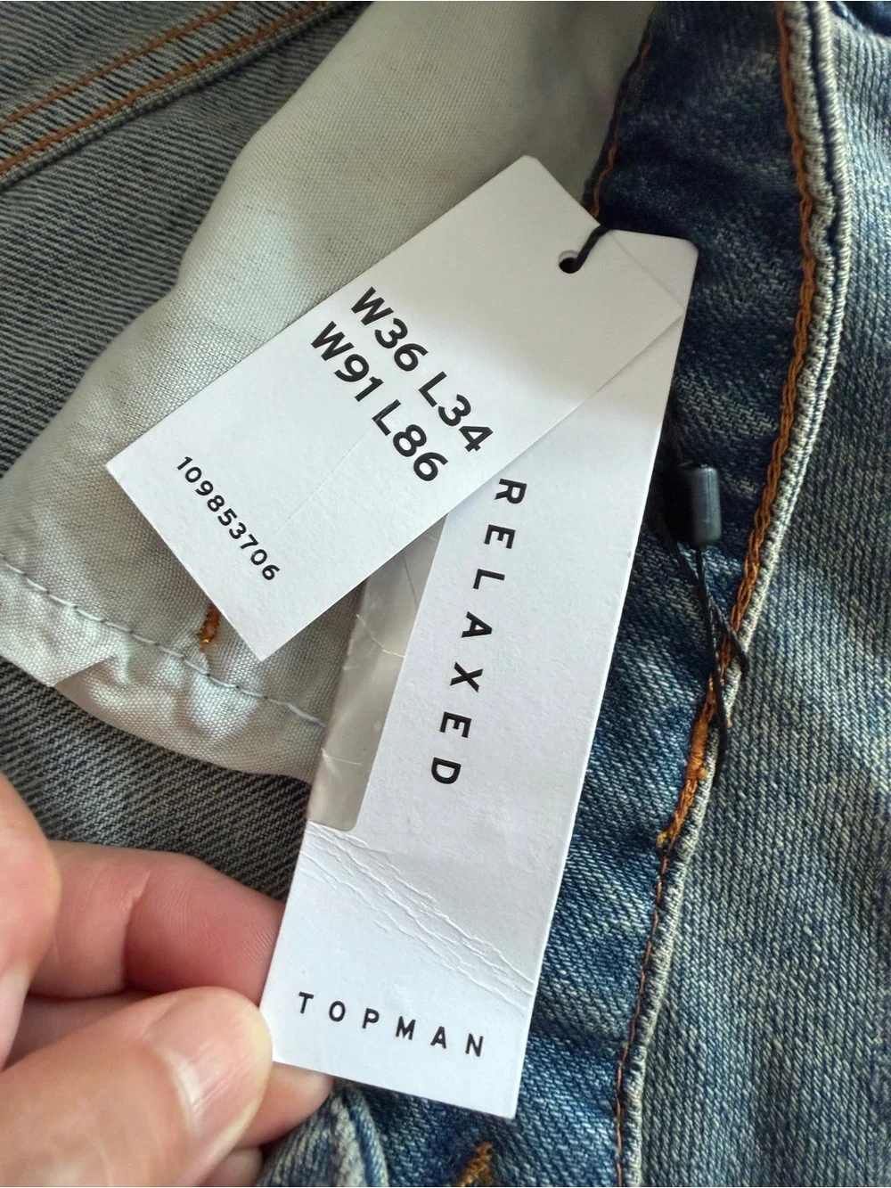 Topman Men's Distressed Relaxed Fit Jeans Blue Medium Wash 36x34 100% Cotton